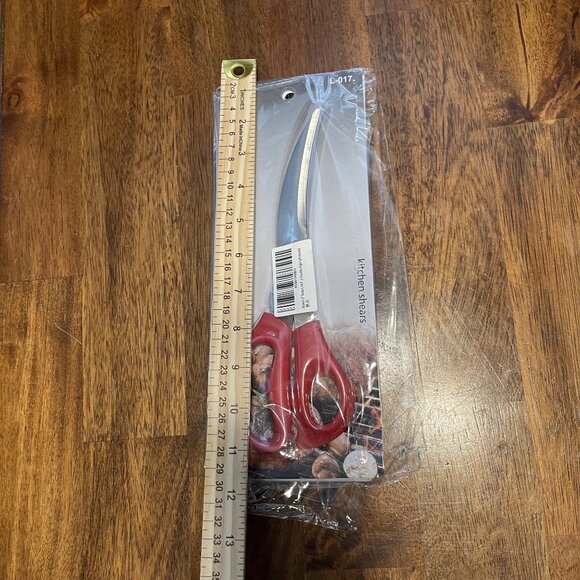 High Quality Kitchen Shears Curved Stainless Steel Blades Red & Black Handles - Picture 14 of 16
